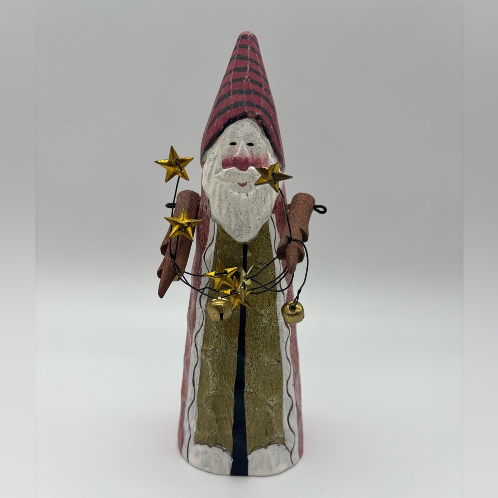 Vintage Wooden Santa Stars Bells Garland